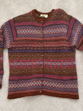 EDDIE BAUER FAIR ISLE VINTAGE CARDIGAN Women’s Large